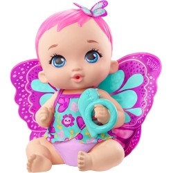 Mattel - My Garden Baby Bambola Junior Farfalla Rosa (30 cm) con Pannolino Riutilizzabile, Vestiti e Ali Rimovibili, Multicolore