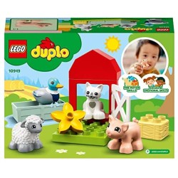 LEGO DUPLO Town Gli Animali della Fattoria, Giocattoli per Bambini 2 Anni con Anatra, Maiale, Pecora e Gatto, 10949