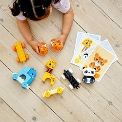 LEGO Duplo Il Treno degli Animali con Elefante, Tigre, Panda e Giraffa, Costruzioni per Bambini 1,5 Anni, 10955