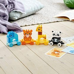 LEGO Duplo Il Treno degli Animali con Elefante, Tigre, Panda e Giraffa, Costruzioni per Bambini 1,5 Anni, 10955