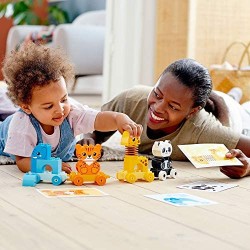 LEGO Duplo Il Treno degli Animali con Elefante, Tigre, Panda e Giraffa, Costruzioni per Bambini 1,5 Anni, 10955