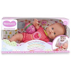 Nenuco- Bambola con Biberon e Vestito, Colore Fragola, 700012087