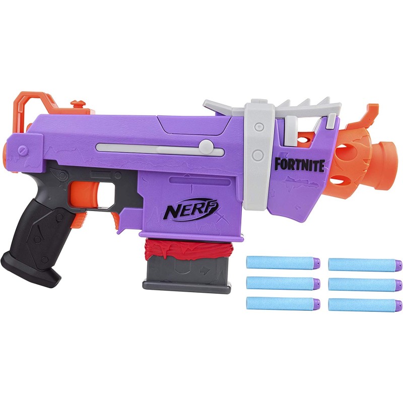 Nerf Fortnite - SMG-E (Blaster motorizzato con clip di 6 dardi, include 6 dardi ufficiali Nerf Elite)