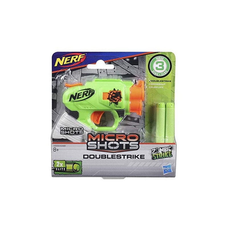 Hasbro Nerf MicroShots Zombie Strike DoubleStrike, Classic Blaster in Formato Micro