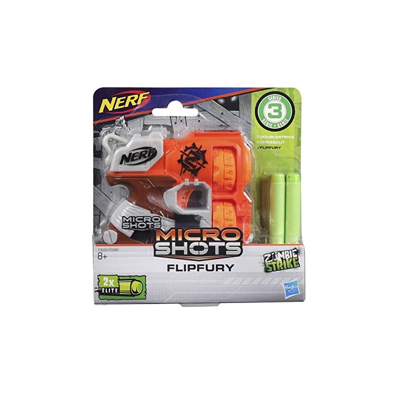 Hasbro- Nerf MicroShots Zombie Strike Flipfury, Blaster Classico in Micro Formato, Colore, E3002