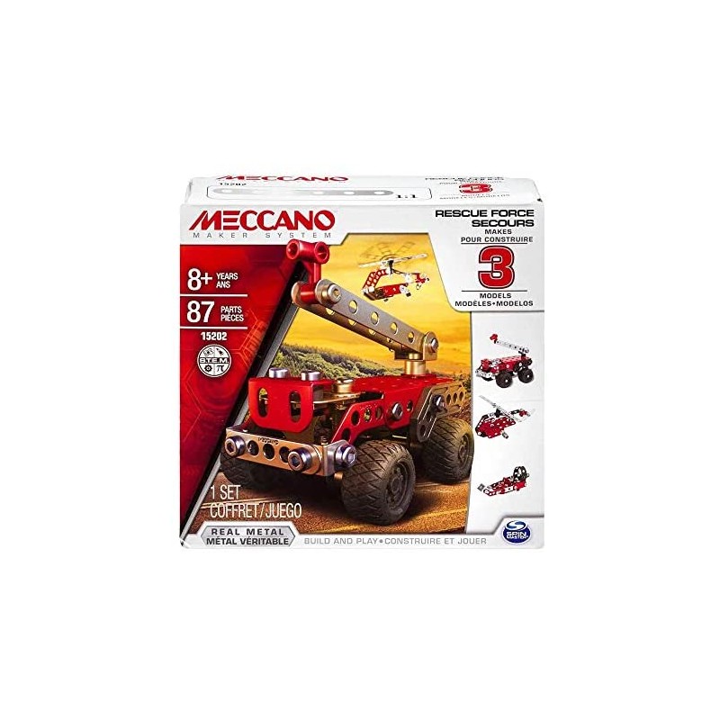 MECCANO Cars, Multimodels, Rescue Squad 3 Model Set, Multicolore, 3 Modelli, 6026714