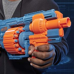 Hasbro Nerf- Nerf Elite 2.0-Shockwave RD-15 (Blaster con Tamburo Rotante da 15 dardi, Lancio a raffica con Azione a Pompa, capac