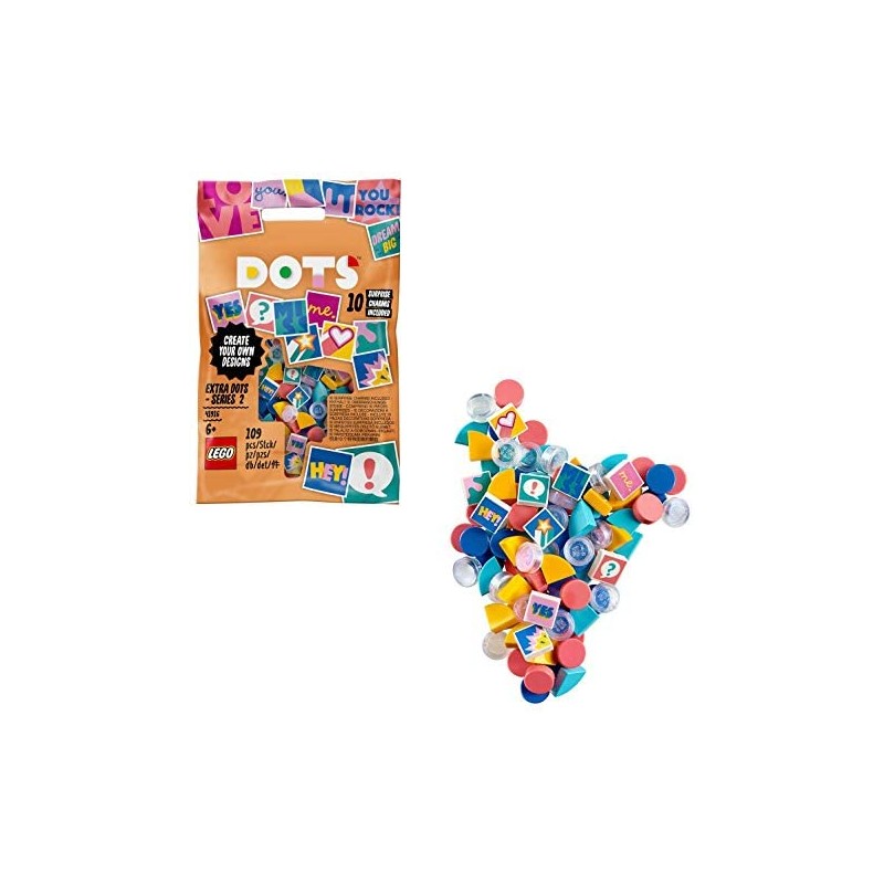 LEGO DOTS Accessori DOTS serie 2 Set di elementi decorativi con 10 sorprese, Arte e artigianato per bambini, 41916