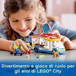 LEGO City Great Vehicles Furgone dei Gelati con 2 Minifigure e 1 Cane, Più 1 Serie di Accessori, Set di Costruzioni per B