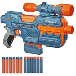 Hasbro Nerf-Nerf Elite 2.0-Phoenix CS-6 (Blaster Motorizzato con Caricatore a Clip, Mirino e 12 Dardi Inclusi), Giocattolo per B