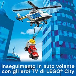 LEGO City Inseguimento Sull Elicottero della Polizia Set di Costruzioni con Magnete per Catturare il Camion in Fuga e 4 Minifigu