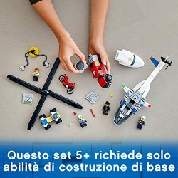 LEGO City Inseguimento Sull Elicottero della Polizia Set di Costruzioni con Magnete per Catturare il Camion in Fuga e 4 Minifigu