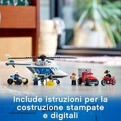 LEGO City Inseguimento Sull Elicottero della Polizia Set di Costruzioni con Magnete per Catturare il Camion in Fuga e 4 Minifigu