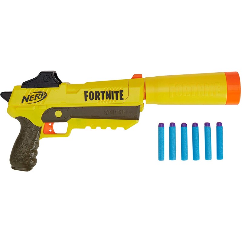 hasbro nerf fortnite sp-l, blaster ufficiale con 6 dardi, colore giallo, e6717eu4