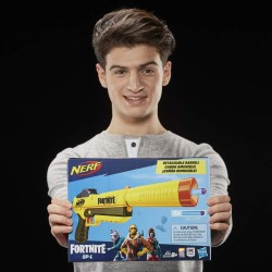 hasbro nerf fortnite sp-l, blaster ufficiale con 6 dardi, colore giallo, e6717eu4