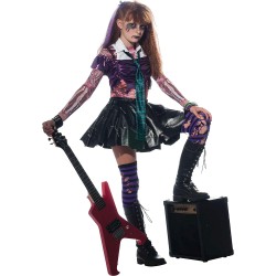 Rubies - Costume Zombie Scolaretta Rocker - bambina - Taglia M (5/7 anni) - RU881386-M