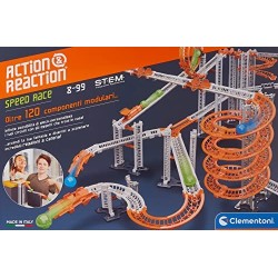 Clementoni- Azione &amp; Reazione-Speed Race, Set di Costruzioni, Pista biglie per Bambini, Marble Run, Gioco scientifico 8 Anni