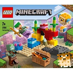 LEGO Minecraft La Barriera Corallina, Set di Costruzioni con Alex, Zombi Annegato e 2 Pesci Palla, 21164