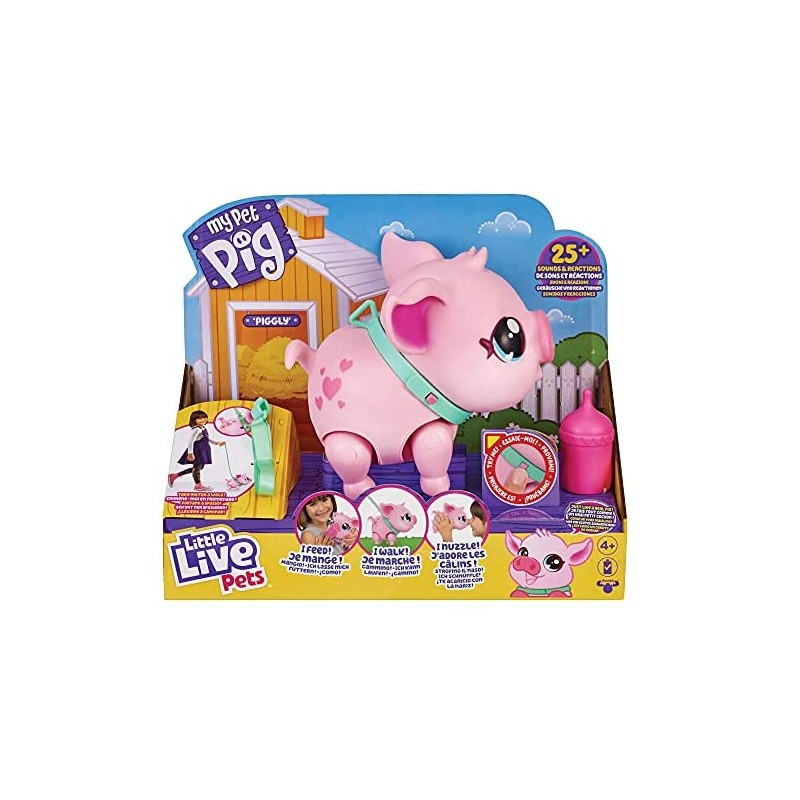 Giochi Preziosi - My Pet Pig - Little Live Pets, Piggly Il mio piccolo maialino, animale interattivo che cammina, balla, mangia,