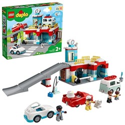 LEGO DUPLO Town Autorimessa e Autolavaggio, Garage per Macchine Giocattolo per Bambini di 2 Anni con Camper e 2 Auto, 10948