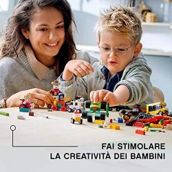 LEGO Classic Mattoncini e Ruote, Set di Costruzioni per Bambini 4 Anni con Macchinine Giocattolo, Trenino, Robot, 11014