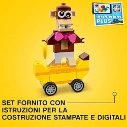 LEGO Classic Mattoncini e Ruote, Set di Costruzioni per Bambini 4 Anni con Macchinine Giocattolo, Trenino, Robot, 11014