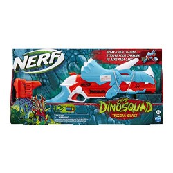 Hasbro- Nerf DinoSquad Tricera-blast, blaster con alloggiamento per caricamento di 3, 12 Nerf,F0803EU4