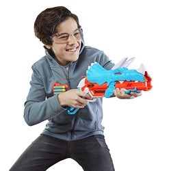 Hasbro- Nerf DinoSquad Tricera-blast, blaster con alloggiamento per caricamento di 3, 12 Nerf,F0803EU4