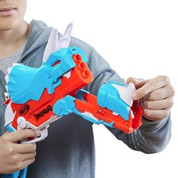 Hasbro- Nerf DinoSquad Tricera-blast, blaster con alloggiamento per caricamento di 3, 12 Nerf,F0803EU4