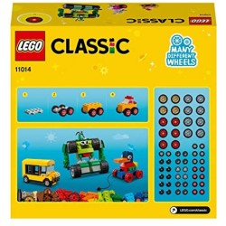 LEGO Classic Mattoncini e Ruote, Set di Costruzioni per Bambini 4 Anni con Macchinine Giocattolo, Trenino, Robot, 11014