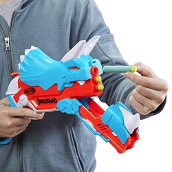 Hasbro- Nerf DinoSquad Tricera-blast, blaster con alloggiamento per caricamento di 3, 12 Nerf,F0803EU4