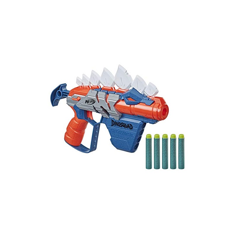 Hasbro-Nerf DinoSquad Stegosmash, blaster con supporto per 4, 5 dardi Nerf ufficiali, design Stegosauro spinoso, F0805EU4