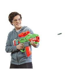 Hasbro - Nerf DinoSquad Rampage, Blaster motorizzato con caricatore, 20 Nerf, supporto per 10 dardi e design a forma di T-Rex, F