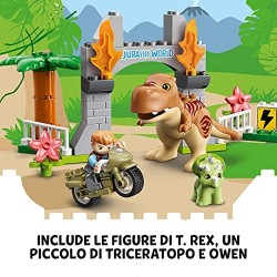 LEGO DUPLO Jurassic World Fuga del T. rex e del Triceratopo, Dinosauri Giocattolo, Costruzioni per Bambini di 2 Anni, 10939