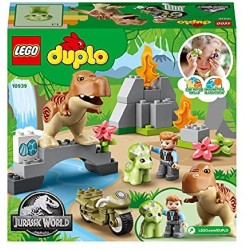 LEGO DUPLO Jurassic World Fuga del T. rex e del Triceratopo, Dinosauri Giocattolo, Costruzioni per Bambini di 2 Anni, 10939