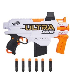 Hasbro - Nerf Ultra Amp - Blaster motorizzato a 6 Freccette con Clip, 6 Freccette Nerf Ultra compatibili Solo con Freccette Nerf