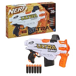 Hasbro - Nerf Ultra Amp - Blaster motorizzato a 6 Freccette con Clip, 6 Freccette Nerf Ultra compatibili Solo con Freccette Nerf