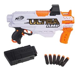 Hasbro - Nerf Ultra Amp - Blaster motorizzato a 6 Freccette con Clip, 6 Freccette Nerf Ultra compatibili Solo con Freccette Nerf