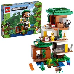 LEGO Minecraft La Casa sull Albero Moderna, Giocattoli per Bambini di 9 Anni con il Personaggio di Charged Creeper, 21174