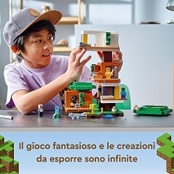 LEGO Minecraft La Casa sull Albero Moderna, Giocattoli per Bambini di 9 Anni con il Personaggio di Charged Creeper, 21174