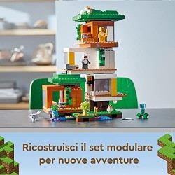 LEGO Minecraft La Casa sull Albero Moderna, Giocattoli per Bambini di 9 Anni con il Personaggio di Charged Creeper, 21174