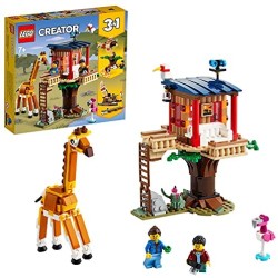 LEGO Creator 3 in 1 Casa sull’Albero del Safari, Catamarano, Biplano, Kit di Costruzione con Nave, Aereo, Giraffa e Leone, 31116