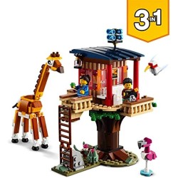 LEGO Creator 3 in 1 Casa sull’Albero del Safari, Catamarano, Biplano, Kit di Costruzione con Nave, Aereo, Giraffa e Leone, 31116