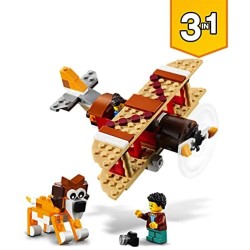 LEGO Creator 3 in 1 Casa sull’Albero del Safari, Catamarano, Biplano, Kit di Costruzione con Nave, Aereo, Giraffa e Leone, 31116