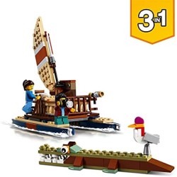 LEGO Creator 3 in 1 Casa sull’Albero del Safari, Catamarano, Biplano, Kit di Costruzione con Nave, Aereo, Giraffa e Leone, 31116