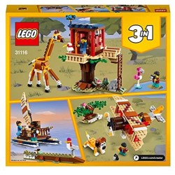 LEGO Creator 3 in 1 Casa sull’Albero del Safari, Catamarano, Biplano, Kit di Costruzione con Nave, Aereo, Giraffa e Leone, 31116