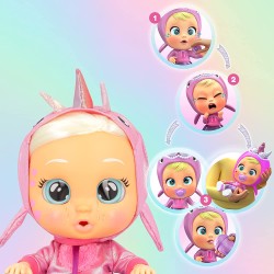 IMC Toys - CRY BABIES KISS ME Stella il narvalo rosa, Bambola interattiva che piange lacrime vere e arrossisce, con accessori, e