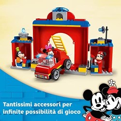 LEGO Disney Mickey and Friends Autopompa e Caserma di Topolino e i Suoi Amici con un Camion dei Pompieri Giocattolo, 10776