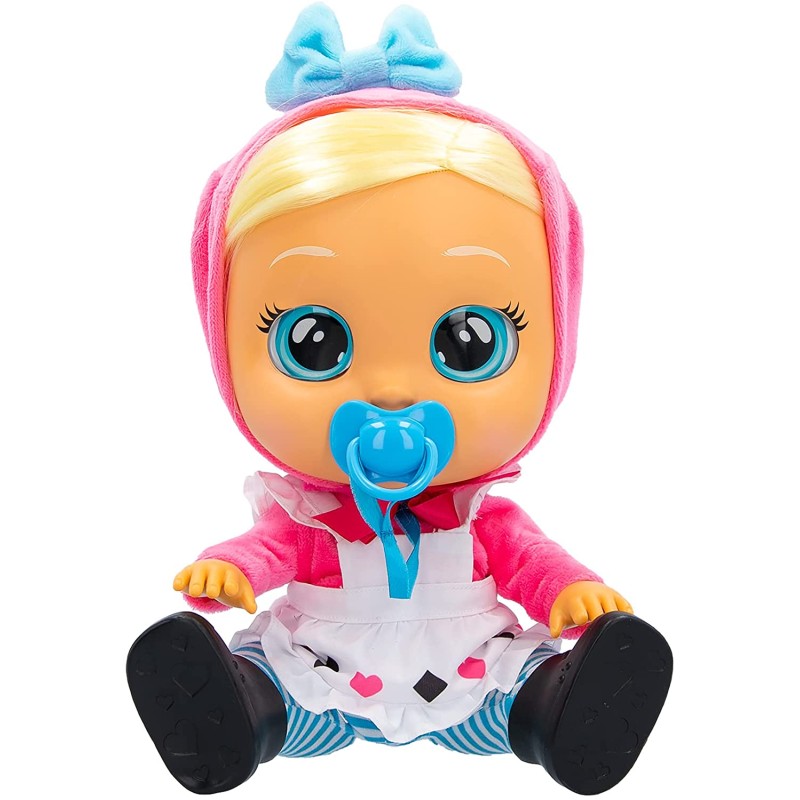 IMC Toys - CRY BABIES Storyland Alice, Bambola interattiva che piange lacrime vere, ispirata in una fiaba classica, con capelli 