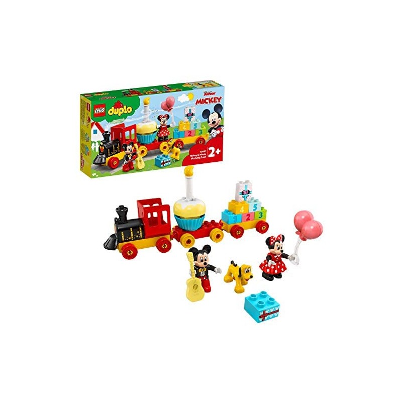 LEGO DUPLO Disney Il Treno del Compleanno di Topolino e Minnie con Torta e Palloncini, Giocattoli per Bambini, 10941